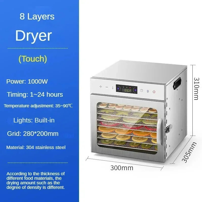 6/8/12/18 Layers Home Fruit Air Dryer Vegetable Snacks Meat Medicinal Materials Fruit Smart and Commercial Food Dryer Dehydrator
