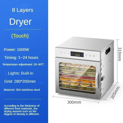 6/8/12/18 Layers Home Fruit Air Dryer Vegetable Snacks Meat Medicinal Materials Fruit Smart and Commercial Food Dryer Dehydrator