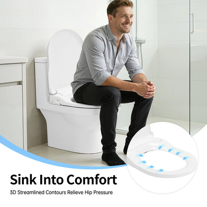 D‑Shape Non‑Electric Bidet Toilet Seat Dual Nozzle 3 Hole Spray Front Rear Washing Water Pressure Powered Slow Close PP Material Easy Installation Self‑Cleaning Nozzle Universal Fit for Bathroom Hygiene Personal Care