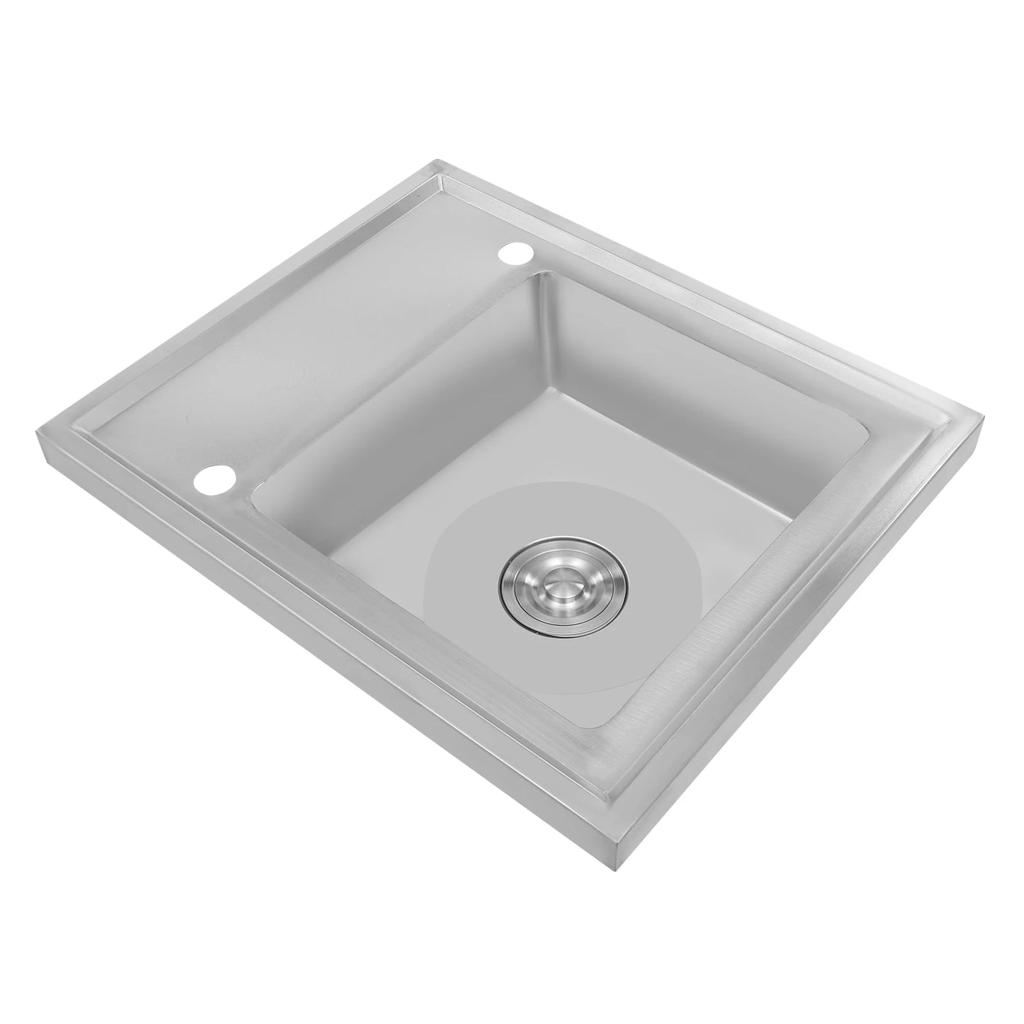(Clearance Sale!) Single-scale Sink 201 Stainless Steel Sink with Drainboard 60cm Drop-in Kitchen Basin Washing Basin Household Washing Sink for Home & Commercial Use