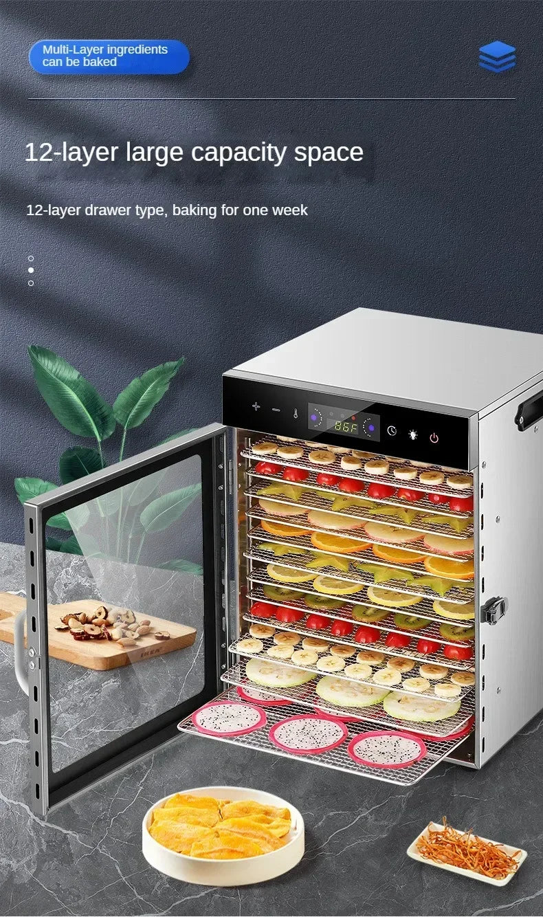 6/8/12/18 Layers Home Fruit Air Dryer Vegetable Snacks Meat Medicinal Materials Fruit Smart and Commercial Food Dryer Dehydrator