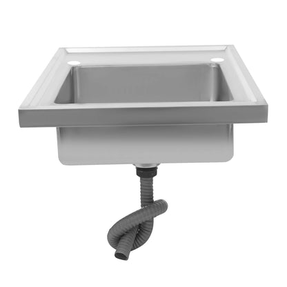 (Clearance Sale!) Single-scale Sink 201 Stainless Steel Sink with Drainboard 60cm Drop-in Kitchen Basin Washing Basin Household Washing Sink for Home & Commercial Use
