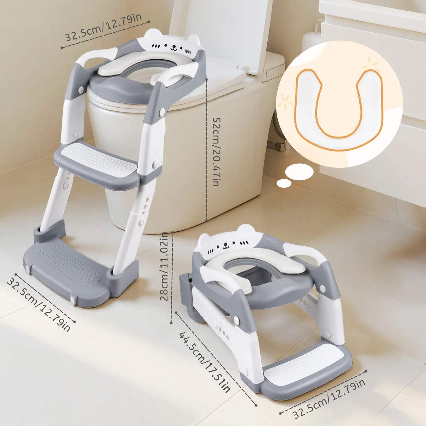 3 In 1 Toilet Seat With Ladder For Children Boys Girls, 2-in-1 Child Toilet Seat With Stairs, Splash Guard Non-Slip Footboard
