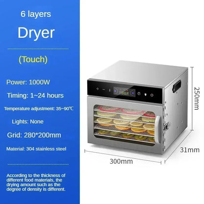 6/8/12/18 Layers Home Fruit Air Dryer Vegetable Snacks Meat Medicinal Materials Fruit Smart and Commercial Food Dryer Dehydrator