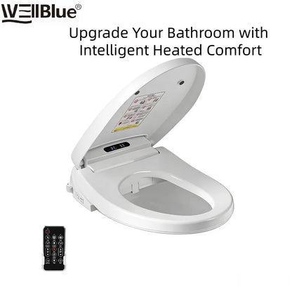 Smart Toilet Seat with Remote, Heated Seat, Air Dryer, Hygienic Wash. Includes Adjustable Water Temp & Self-Cleaning Nozzle for