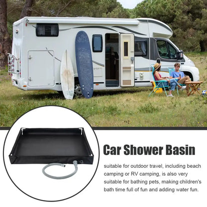 Portable Shower Pan with Drain Hose Foldable Shower Base Outdoor Tent Shower Tray for RV Outdoor Camping Shower Beach Pet Bath