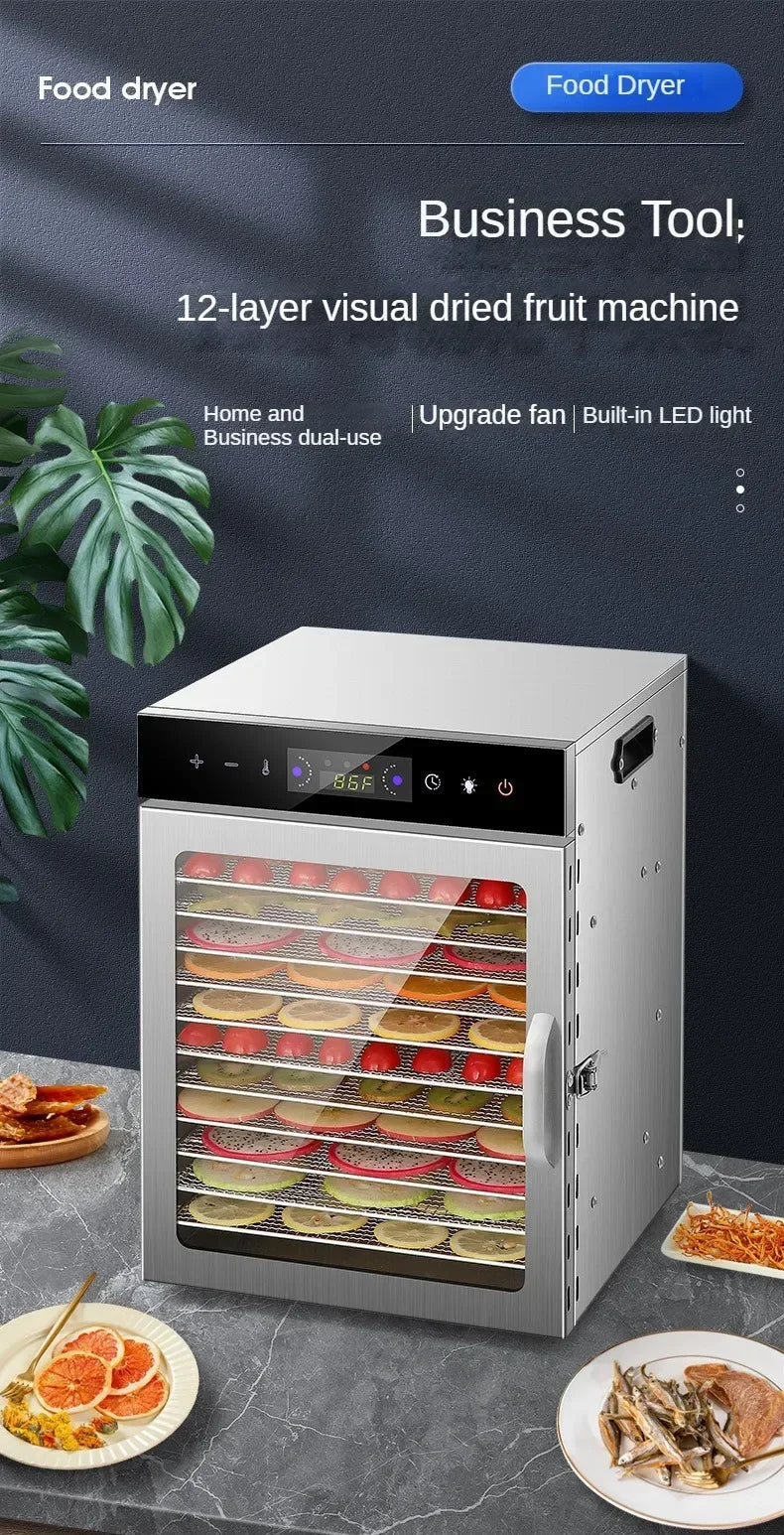 6/8/12/18 Layers Home Fruit Air Dryer Vegetable Snacks Meat Medicinal Materials Fruit Smart and Commercial Food Dryer Dehydrator