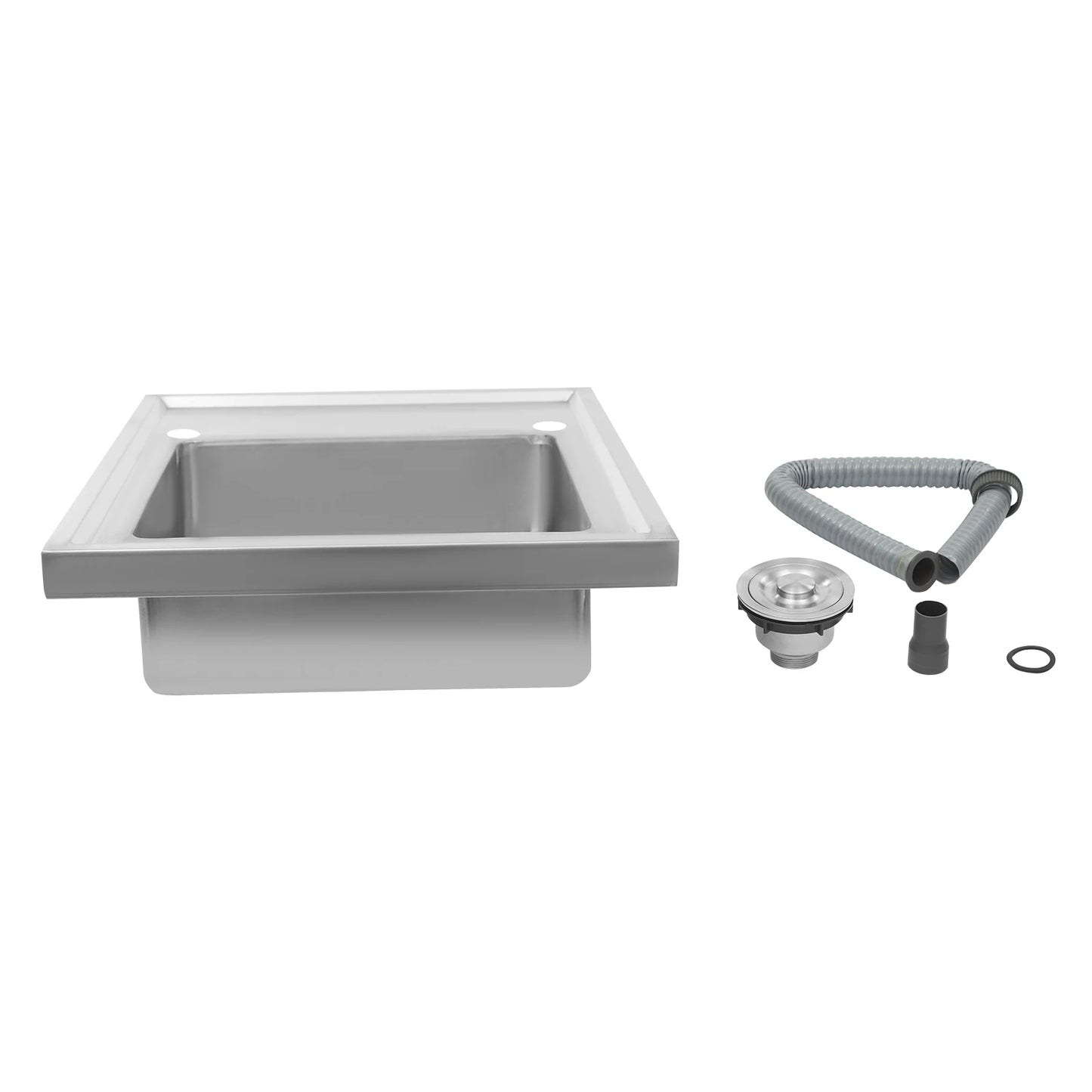 (Clearance Sale!) Single-scale Sink 201 Stainless Steel Sink with Drainboard 60cm Drop-in Kitchen Basin Washing Basin Household Washing Sink for Home & Commercial Use