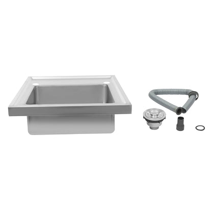 (Clearance Sale!) Single-scale Sink 201 Stainless Steel Sink with Drainboard 60cm Drop-in Kitchen Basin Washing Basin Household Washing Sink for Home & Commercial Use