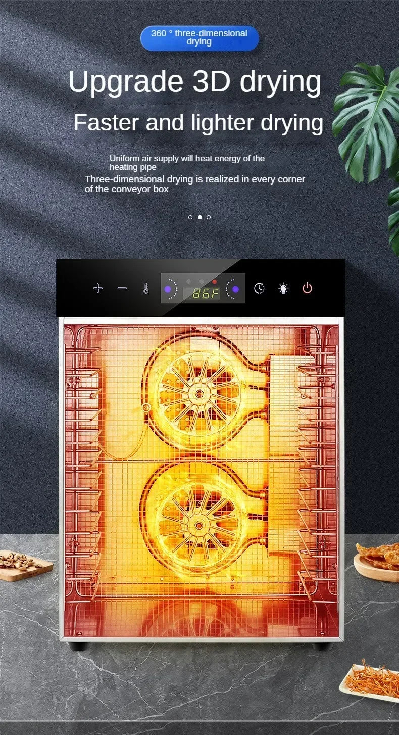 6/8/12/18 Layers Home Fruit Air Dryer Vegetable Snacks Meat Medicinal Materials Fruit Smart and Commercial Food Dryer Dehydrator