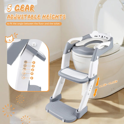 3 In 1 Toilet Seat With Ladder For Children Boys Girls, 2-in-1 Child Toilet Seat With Stairs, Splash Guard Non-Slip Footboard