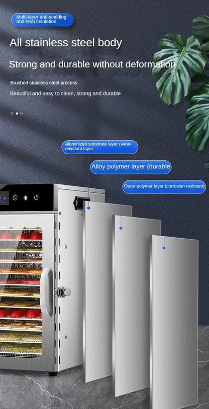 6/8/12/18 Layers Home Fruit Air Dryer Vegetable Snacks Meat Medicinal Materials Fruit Smart and Commercial Food Dryer Dehydrator