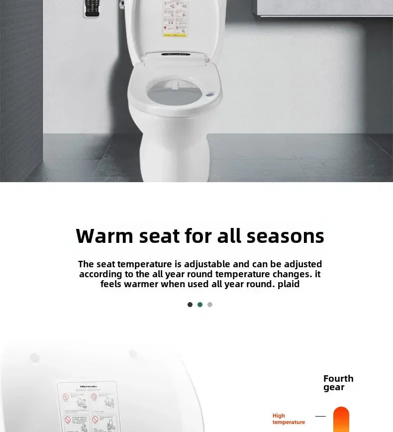 Smart Toilet Seat with Remote, Heated Seat, Air Dryer, Hygienic Wash. Includes Adjustable Water Temp & Self-Cleaning Nozzle for