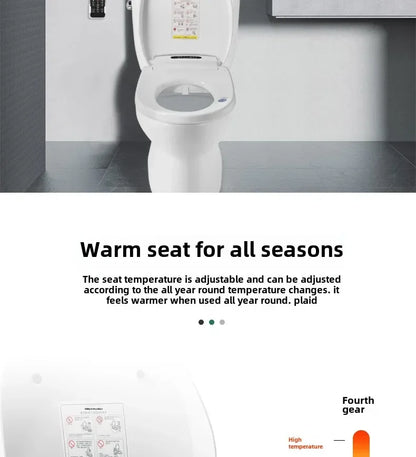 Smart Toilet Seat with Remote, Heated Seat, Air Dryer, Hygienic Wash. Includes Adjustable Water Temp & Self-Cleaning Nozzle for