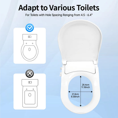 D‑Shape Non‑Electric Bidet Toilet Seat Dual Nozzle 3 Hole Spray Front Rear Washing Water Pressure Powered Slow Close PP Material Easy Installation Self‑Cleaning Nozzle Universal Fit for Bathroom Hygiene Personal Care