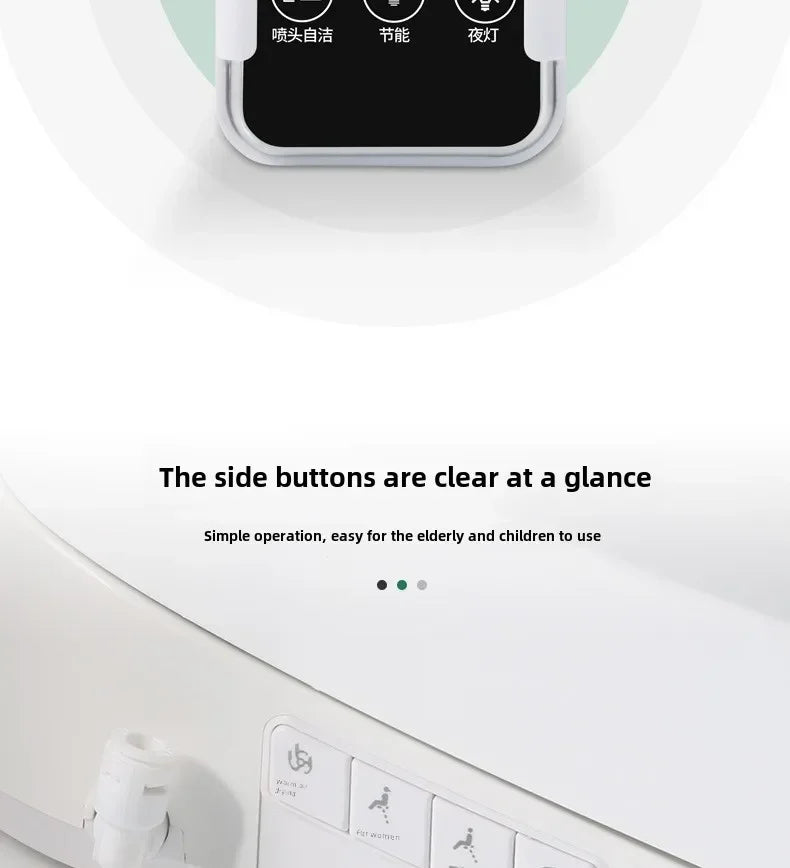 Smart Toilet Seat with Remote, Heated Seat, Air Dryer, Hygienic Wash. Includes Adjustable Water Temp & Self-Cleaning Nozzle for