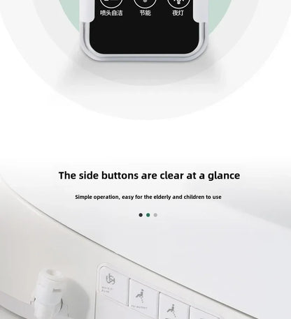 Smart Toilet Seat with Remote, Heated Seat, Air Dryer, Hygienic Wash. Includes Adjustable Water Temp & Self-Cleaning Nozzle for