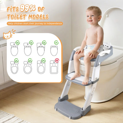 3 In 1 Toilet Seat With Ladder For Children Boys Girls, 2-in-1 Child Toilet Seat With Stairs, Splash Guard Non-Slip Footboard