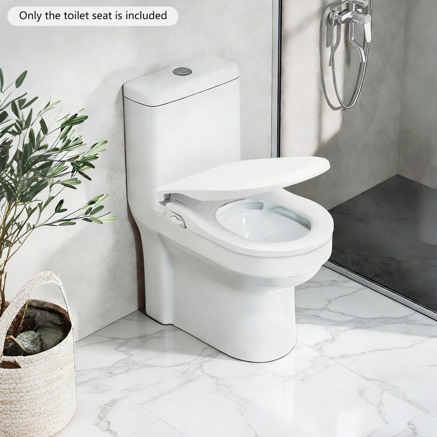 D‑Shape Non‑Electric Bidet Toilet Seat Dual Nozzle 3 Hole Spray Front Rear Washing Water Pressure Powered Slow Close PP Material Easy Installation Self‑Cleaning Nozzle Universal Fit for Bathroom Hygiene Personal Care