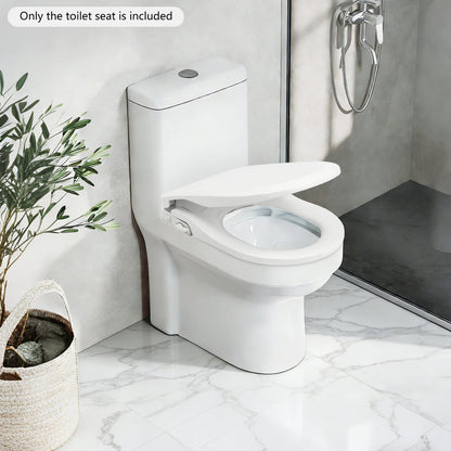 D‑Shape Non‑Electric Bidet Toilet Seat Dual Nozzle 3 Hole Spray Front Rear Washing Water Pressure Powered Slow Close PP Material Easy Installation Self‑Cleaning Nozzle Universal Fit for Bathroom Hygiene Personal Care
