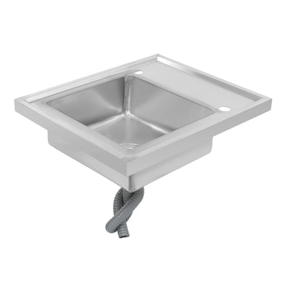 (Clearance Sale!) Single-scale Sink 201 Stainless Steel Sink with Drainboard 60cm Drop-in Kitchen Basin Washing Basin Household Washing Sink for Home & Commercial Use