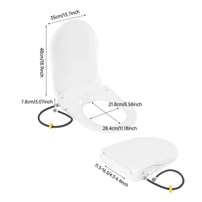 D‑Shape Non‑Electric Bidet Toilet Seat Dual Nozzle 3 Hole Spray Front Rear Washing Water Pressure Powered Slow Close PP Material Easy Installation Self‑Cleaning Nozzle Universal Fit for Bathroom Hygiene Personal Care