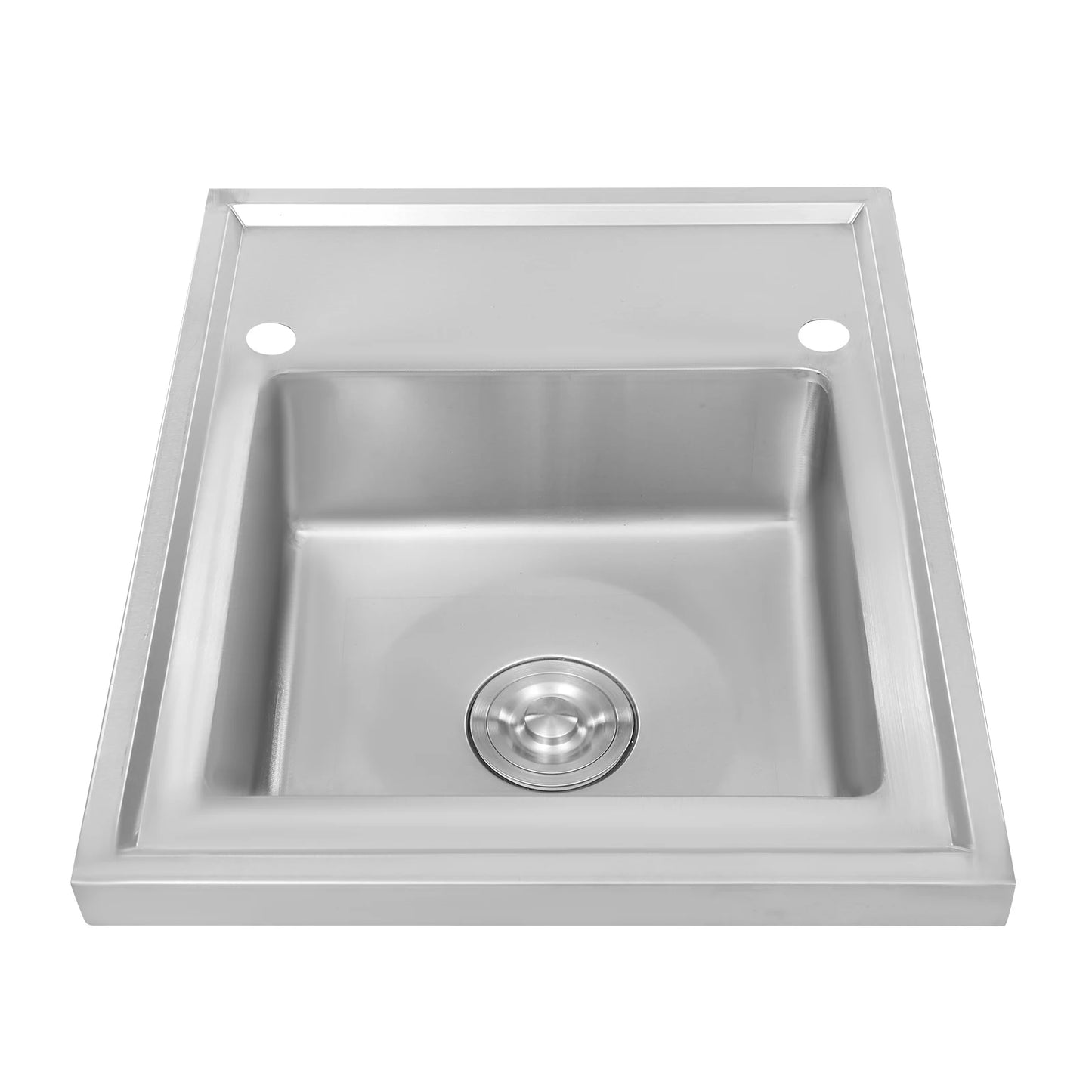 (Clearance Sale!) Single-scale Sink 201 Stainless Steel Sink with Drainboard 60cm Drop-in Kitchen Basin Washing Basin Household Washing Sink for Home & Commercial Use