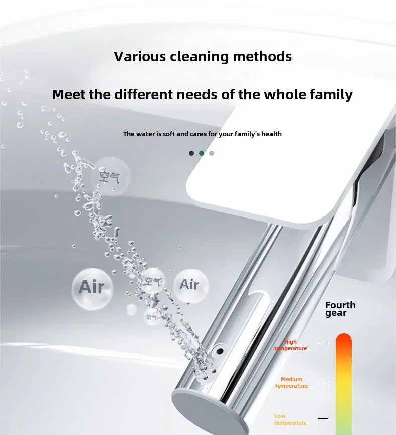 Smart Toilet Seat with Remote, Heated Seat, Air Dryer, Hygienic Wash. Includes Adjustable Water Temp & Self-Cleaning Nozzle for