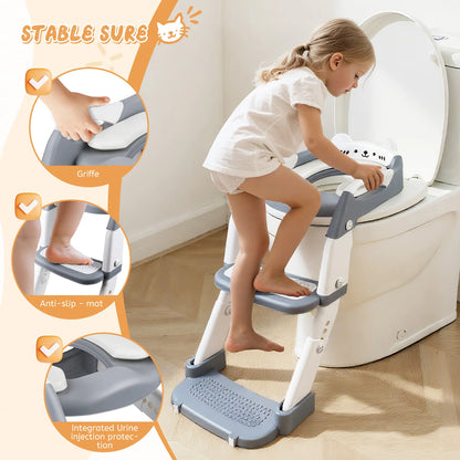 3 In 1 Toilet Seat With Ladder For Children Boys Girls, 2-in-1 Child Toilet Seat With Stairs, Splash Guard Non-Slip Footboard