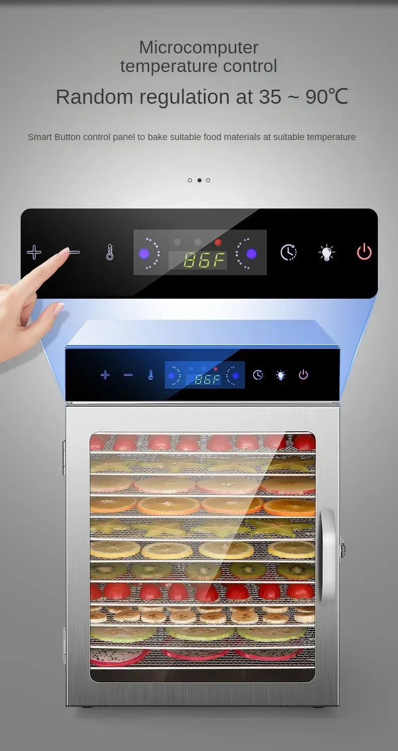 6/8/12/18 Layers Home Fruit Air Dryer Vegetable Snacks Meat Medicinal Materials Fruit Smart and Commercial Food Dryer Dehydrator