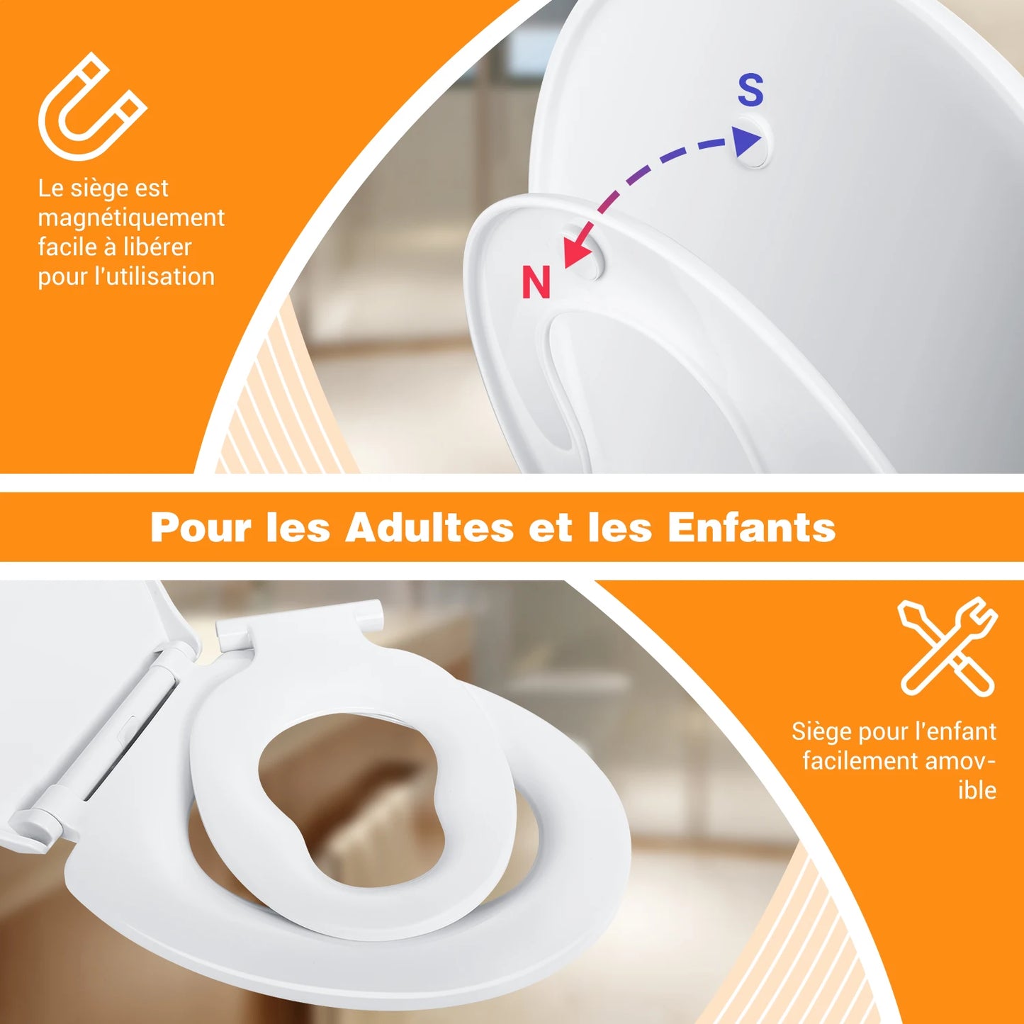 TODOT flippant toilet toilet glasses family child seat magnetic fall brake and adjustable Hip clip-on toilet seat
